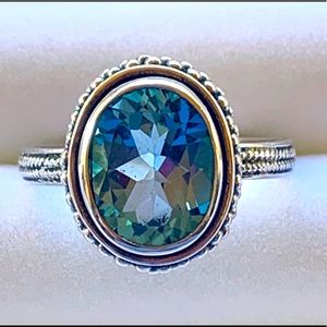 Blue Topaz Gemstone Ring Set In 925 Sterling Silver